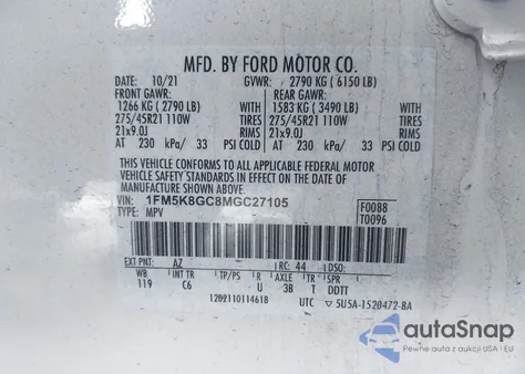 2021 Ford Explorer St from USA, damaged, VIN 1FM5K8GC8MGC27105